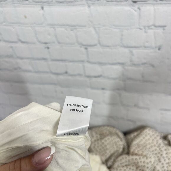 Lulus Jumpsuit Women Medium Ivory Polka Dot Wide Leg Loose Sweetheart Romantic - Picture 7 of 13